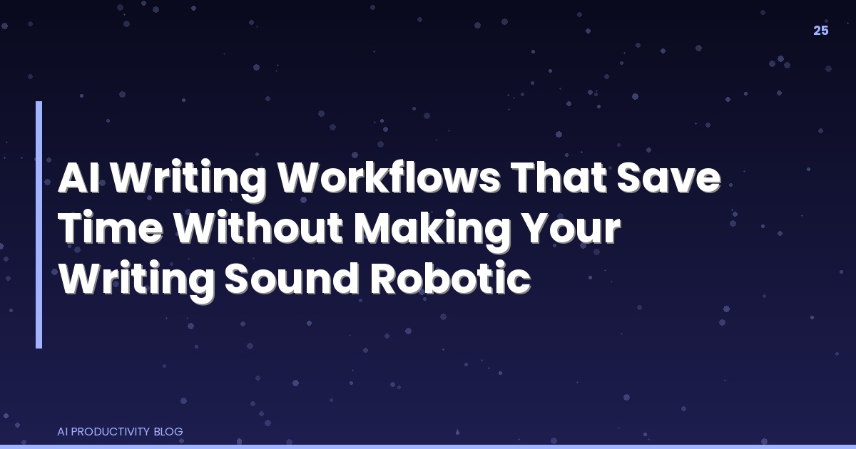 Blog cover for AI Writing Workflows That Save Time Without Making Your Writing Sound Robotic